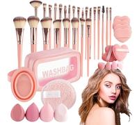 Set Di Pennelli Per Trucco | Kit Di Pennelli Cosmetici Per Fondotinta E Ombretti Da 46 Pezzi | Strumenti Di Bellezza Multiuso Con Puff Per Cipria Per Donne, Uso Quotidiano, Viaggi, All'aperto