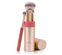 Set di pennelli per trucco, Luvia Cosmetics da viaggio, Anniversary, 5 pennelli per trucco, kit di bellezza, vegano (oro/rosy coral)