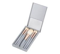 Set di pennelli per trucco Mini formato viaggio Portatile piccolo con funzione completa Kit di pennelli cosmetici con custodia e specchio grigio per donne Ragazze Principianti di