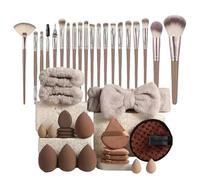 Set Di Pennelli Per Trucco Oro Rosa - Set Di Pennelli Per Fondotinta | Per Il Trucco Completo Per Principianti | Pennelli Sintetici Professionali Di Alta Precisione Per