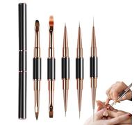 Set di pennelli per unghie, 5 pezzi a doppia punta, kit di pennelli e dotting, per decorazione francese, pittura floreale, applicazione di colore e pittura, per la casa, per donne, ragazze, signore