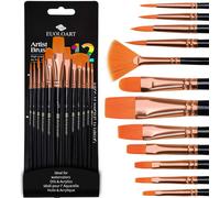 Set Di Pennelli Pittura; 12 Pennelli Professionali per Pittura Acrilica; Ad Olio