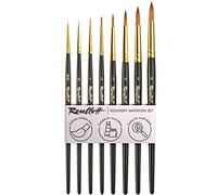 Set di Pennelli Roubloff Professional Kolinsky Imitation | 8 Tondi Sintetici nelle Misure 00, 0, 1, 2, 3, 4, 5, 6 | utilizzare con Acrilico, Acquerello, Gouache e Colori ad Olio