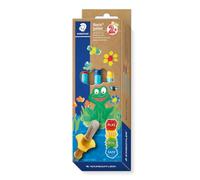Set di pennelli STAEDTLER Noris junior 989 40 - 3 pennelli, S/M/L | Pennelli da pittura per bambini in fibra sintetica con manico in plastica e protezione antigoccia, Art. 98940-SBK3