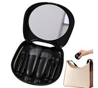Set Di Pennelli Trucco Scatola Portatile Con Specchio Per Cosmetici A Tema | Set Di 6 Penne Trucco Per Uso Quotidiano, Viaggio, All'Aperto, Viaggi Di Lavoro, Compleanni, Amanti Di Gatti