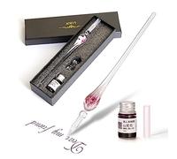 Set di pennino in vetro Penna in vetro di cristallo calligrafia con inchiostro e supporto per biglietti di auguri, cartoline, penna stilografica per arte, scrittura, firme regalo