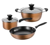 Set di Pentole 3 Pezzi Addensare Pentola Per Zuppa Per Latte Wok Antiaderente Con Coperchio In Vetro Forniture Da Cucina Utensili Resistenti al Calore
