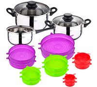 Set di pentole 5 pezzi + set di 12 tappi in silicone