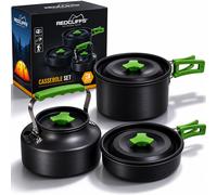 Set di pentole da campeggio 3 in 1 set di pentole in alluminio leggero per fo...