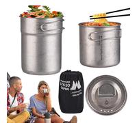 Set di pentole da campeggio | cuscinetti in acciaio inox | Due pentole pieghevoli portatili con manico per campeggio -Bushcraft - viaggi, emergenze picnic facile da trasportare: campeggio