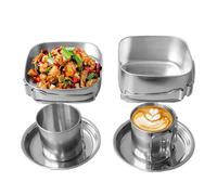 Set Di Pentole Da Campeggio In Acciaio Inox,Set Cucina Acciaio Inossidabile | 6 Pezzi Attrezzatura Cucina Portatile Per Escursionismo Passeggiate Picnic