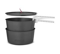 Set di Pentole da Campeggio LiTech 1.3L in Alluminio Anodizzato con Rivestimento Antiaderente e Coperchio Scolapasta