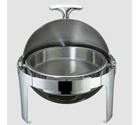Set di pentole in acciaio inox con cuscinetti rettangolari e coperture placcate in oro, per eventi e buffet