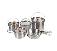 Set di pentole in acciaio inox for campeggio all'aperto, for auto, portatile, for picnic, for friggere, for cuocere a vapore, for uso domestico(14PCS)