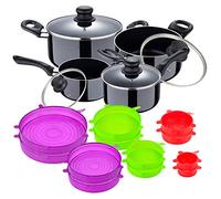 Set di pentole in alluminio pressofuso + set di 12 pezzi di coperchi in silicone