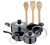 Set di pentole in alluminio pressofuso + set di 3 pezzi di utensili da cucina bambù