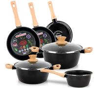 Set di Pentole Induzione 8-Piece Antiaderente Casseruoli, Padelle Design Moderno