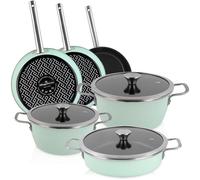 Set di Pentole Induzione 9-Piece Antiaderente Casseruoli, Padelle Design Vintage