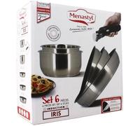 Set di pentole - Induzione - MENASTYL - 7930018 - Acciaio inossidabile - 6 pezzi - Manico rimovibile - Grigio