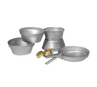 5Pc Alluminio Camping Cook Set Pan Stufa 2 Pots Bushcraft Alcool Bruciatore Viag