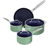 Set di pentole Nuwave da 7 pezzi, in ceramica blu Duralon, antiaderente, con rivestimento in diamante, antigraffio, senza PFAS, adatto al forno,