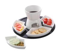 Set di pentole per fonduta, set di ciotole per fonduta calda, kit per scaldare il burro e fonduta, in ceramica, per buffet, kit per fonduta in ceramica, per spiagge e feste