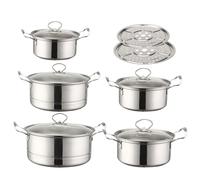 Set di pentole per salsa con coperchio, set di pentole compatibili a induzione professionale per cucina ristorante a casa, vapore, questo kit di pentole serve sia la preparazione della zuppa Hei