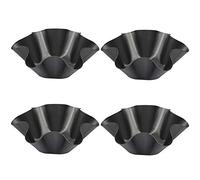 Set di Pentole per Tortilla Antiaderenti, 4 Pezzi Stampo per Insalata di Fiori, Teglie per Tortilla Scanalate per Tortillas, Torte, Pane, Pasticcini (Nero)
