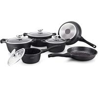 Set di pentole royalty line in ceramica, effetto marmo, 10 pezzi, colore: nero