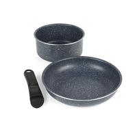 Set di Pentole Russell Hobbs Smart Clip 2 Pezzi - Rivestimento Antiaderente Xylan Plus, Nightfall Stone, Padella da 24 cm & Casseruola da 18 cm, Manico Rimovibile a Clip, Impilabile, Senza PFOA