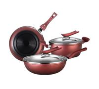 Set di Pentole Set Di Pentole 3 Pezzi Wok Pentola Per Zuppa Con Coperchio Padella In Ferro Battuto Antiaderente Da Cucina Utensili Resistenti al Calore