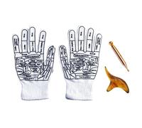 Set di per riflessologia, 1 paio di per agopressione e 1 paio di guanti, per riflessologia, set di per riflessologia con strumenti per massaggio dei punti trigger