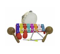 Set di Percussioni DIMAVERY III per Bambini, 7 Pezzi - Strumenti Musicali Educat