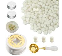 Set di perline 'cera', perle bianche, sigilli 'cera', scaldacera, cucchiaio, 2 candele, kit per inviti di nozze