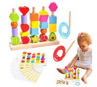 Set di perline con per bambini - di apprendimento in legno naturale | Set di interattivi con sequenze di fili per migliorare l'abilità, le abilità iniziali, l'istruzione