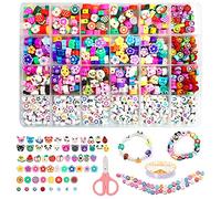 Set di Perline Fai-da-Te per Bambini Bracciali 750pcs, Sorriso Perline, Perline Lettere, Perline Numeri, Perline Frutta,Tipi Perline Fai da Te per Bambini, Bracciali Fai da Te Collane Perline