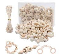 Set di Perline Legno Perle 126 Pezzi Completo di 10 Metri di Corda di Juta per l'Infilaggio, Per Realizzare Collane di Acchiappasogni Collana, Braccialetto, Orecchini, Artigianato Fai Da Te Macrame