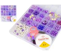 Set di perline per creazione gioielli fermagli viola