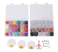 Set di perline per lettere in 24 colori, perline di pony 4 mm e perline di alfabeto quadrate rotonde con ciondolo e catena elastica per braccialetto dell'amicizia che produce gioielli