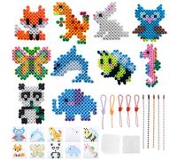 Set di perline stirabili da 10mm, 1000 pezzi di grandi perline stirabili, 10 modelli di animali, carta da stiro con pannello forato, set di perline creative per bambini dai 3 anni