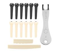Set di Perni per Ponte per Chitarra da 12 Pezzi, Kit di Pioli per Corde Folk con Sella, Dado, Estrattore, Accessorio Essenziale per Chitarra