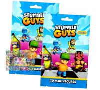 Set di personaggi da collezione 3D Stumble Guys, serie 5, cromati, a scelta + esclusivo biglietto di compleanno (2 sacchetti)