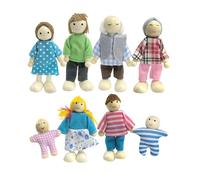 Set di personaggi in legno, 8 pezzi, accessori per la casa delle bambole, accessori per giocattoli per bambini, mini set di bambole per sala giochi o mostre da collezione