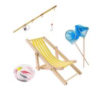Set di pesca in miniatura, creativo realistico decorazione per canne da pesca per casa delle bambole e acquario accessori per la rete da pesca giocattolo da pesca con rete piccola per bambini