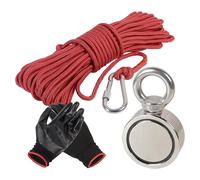 Set di pesca magnetica, magnete fisso da, magnete NdFeB a doppia faccia,Deecam corda da pesca magnetica super forte (10M) e guanti, set da pesca magnetica
