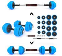 Set di pesi con bilanciere o manubri da 30 kg colore blu