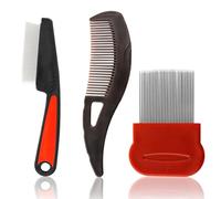 Set di Pettine Anti-Pidocchi e Anti-Forfora in Acciaio Inossidabile - Pettine a Denti Fini Professionale contro Forfora, Pidocchi e Pulci - Adatto per Famiglie, Bambini e Animali Domestici