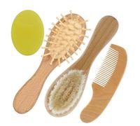 Set di pettine per bambini in legno di faggio - Kit spazzola per capelli, strumento di preparazione per capelluto infantile | Regalo di Cura dei per la doccia
