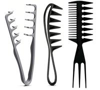 Set di pettini 3 in 1 a doppio dente per capelli e barba, pettine tascabile pieghevole portatile con denti larghi e fini per districare, sollevare le radici e toelettatura precisa, kit da viaggio
