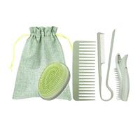Set di pettini di paglia di grano, spazzola per la cura dei capelli, pettine massaggiante per il cuoio capelluto a denti larghi con borsa regalo